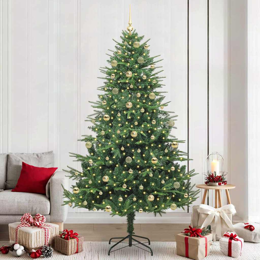 Albero di Natale Artificiale Pre-illuminato con Set di Palline