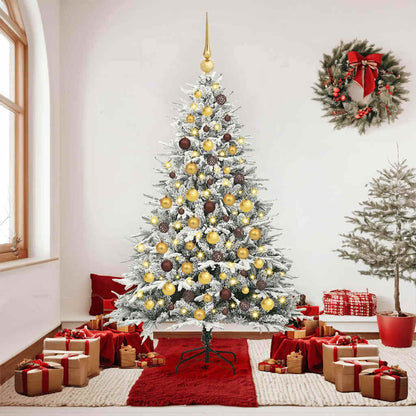 Albero di Natale Artificiale Pre-illuminato con Set di Palline