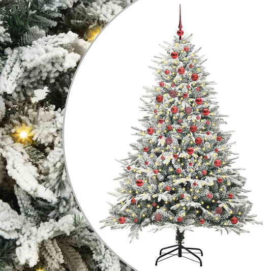 Albero di Natale artificiale preilluminato con set di palline