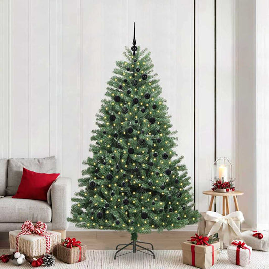 Albero di Natale Artificiale con Rami Pieghevoli Verde 210 cm