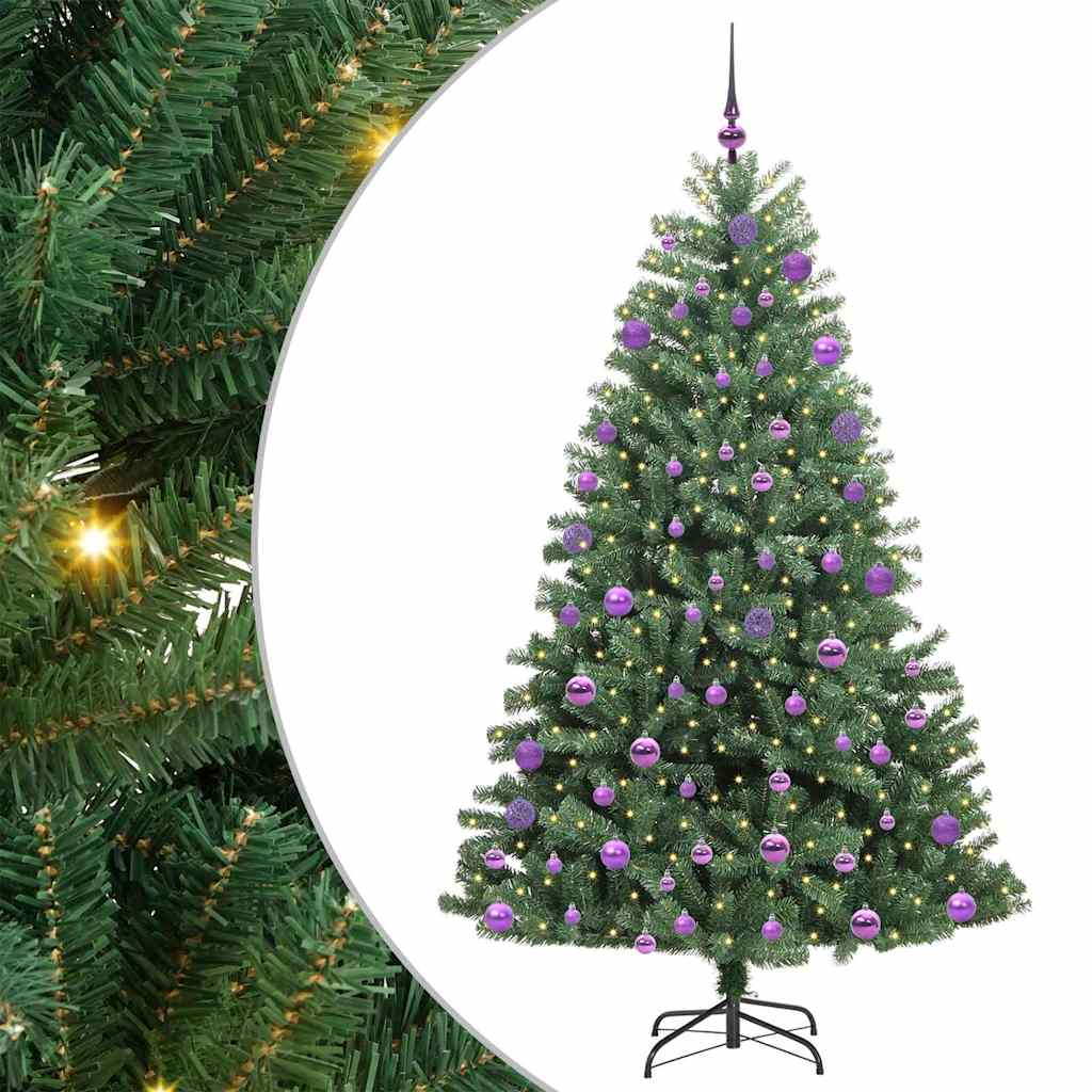 Albero di Natale Artificiale con Rami Pieghevoli Verde 210 cm