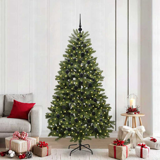 Albero di Natale artificiale 210 cm 300 LED Bianco caldo Verde - homemem39