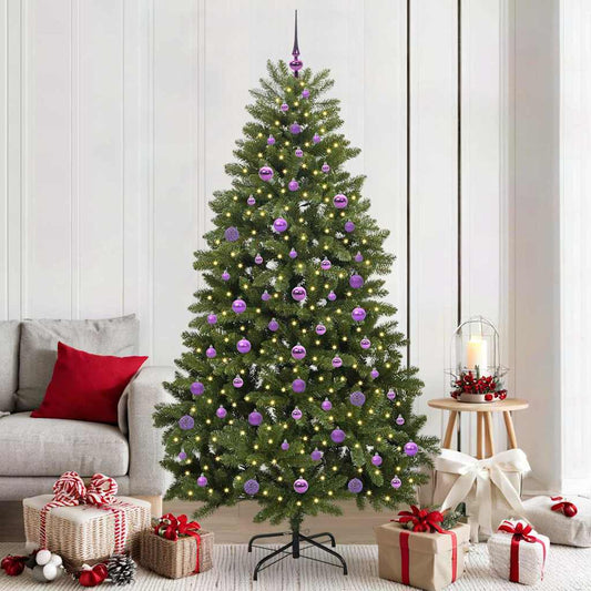 Albero di Natale artificiale 210 cm 300 LED Bianco caldo Verde - homemem39