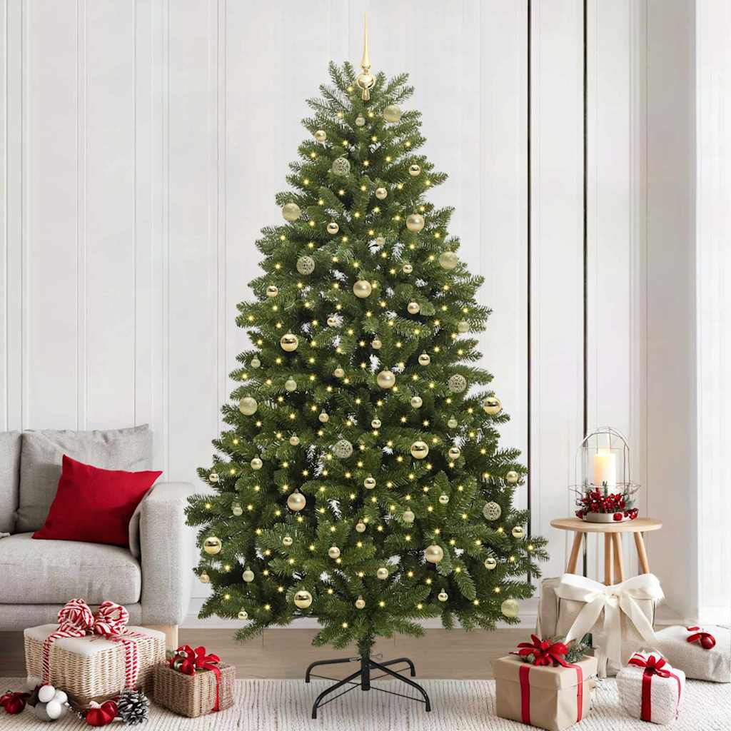 Albero di Natale Artificiale con Rami Pieghevoli 240 cm 300 LED