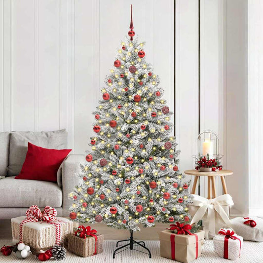 Albero di Natale Artificiale con Rami Pieghevoli Verde e Bianco | homemem39