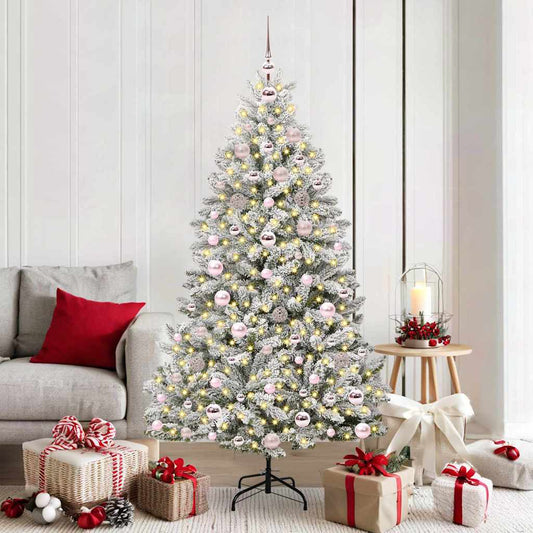 Albero di Natale artificiale con 300 LED Verde e Bianco 180 cm | homemem39