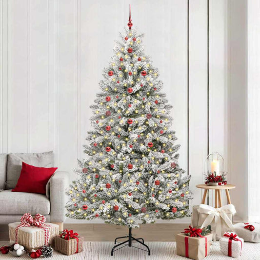 Albero di Natale Artificiale con Rami Pieghevoli Verde e Bianco | homemem39
