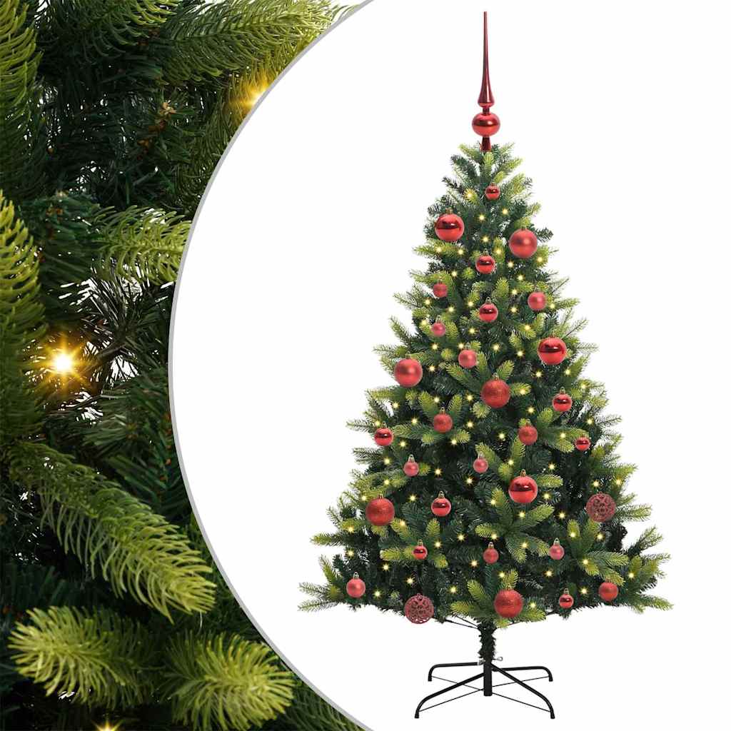Albero di Natale Artificiale Pieghevole 150 LED Verde 150 cm