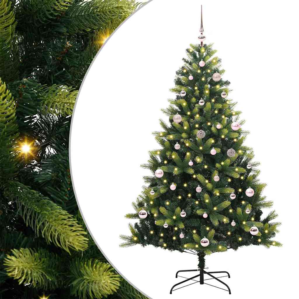 Albero di Natale Artificiale Pieghevole 150 LED Verde 150 cm