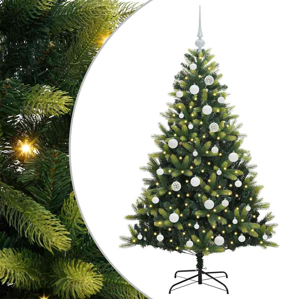 Albero di Natale Artificiale Pieghevole 150 LED Verde 150 cm