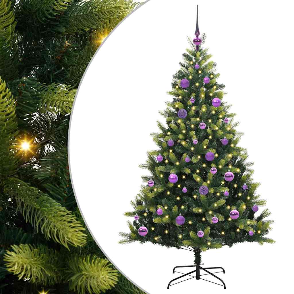 Albero di Natale Artificiale Pieghevole 150 LED Verde 150 cm