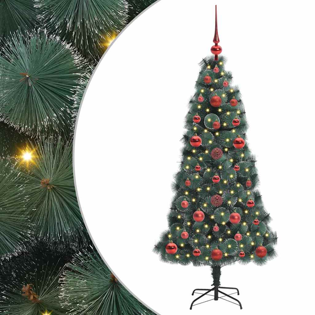 Albero di Natale Artificiale Pre-illuminato con Set di Palline
