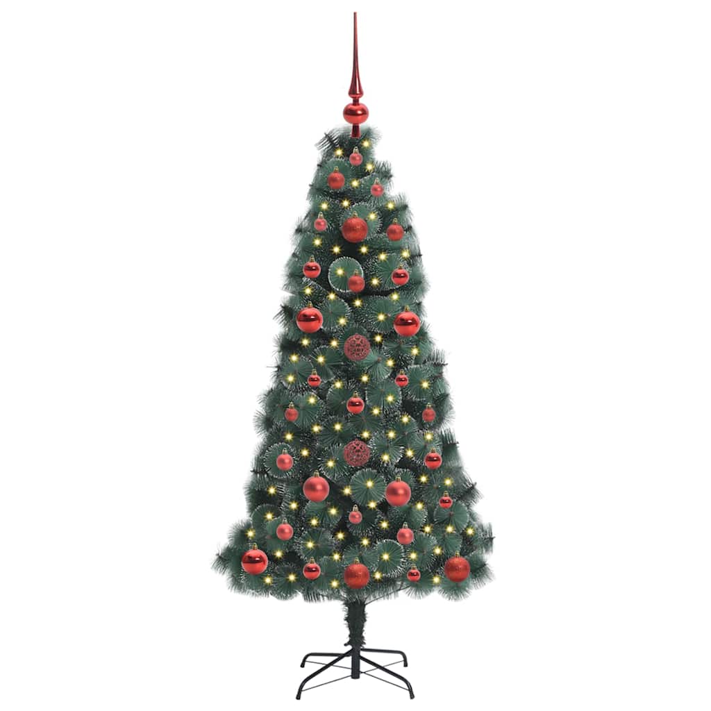 Albero di Natale Artificiale Pre-illuminato con Set di Palline