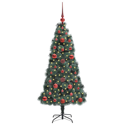 Albero di Natale Artificiale Pre-illuminato con Set di Palline