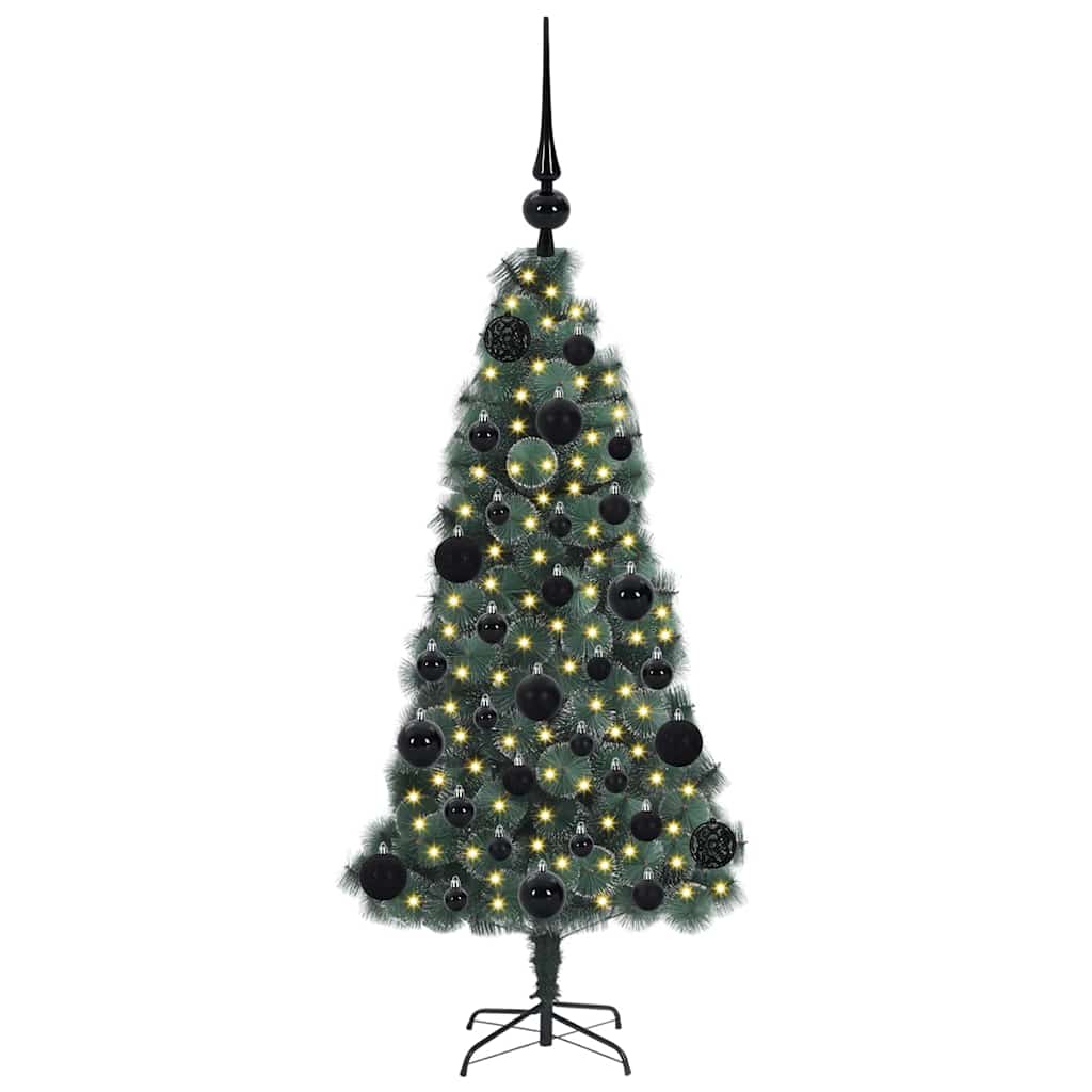 Albero di Natale artificiale preilluminato con set di palline