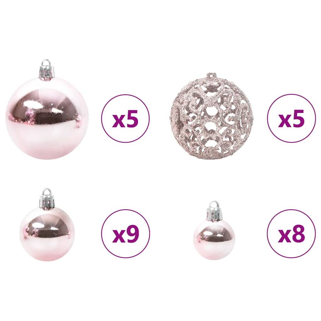 Albero di Natale artificiale pre-lit con set di palline 150 cm