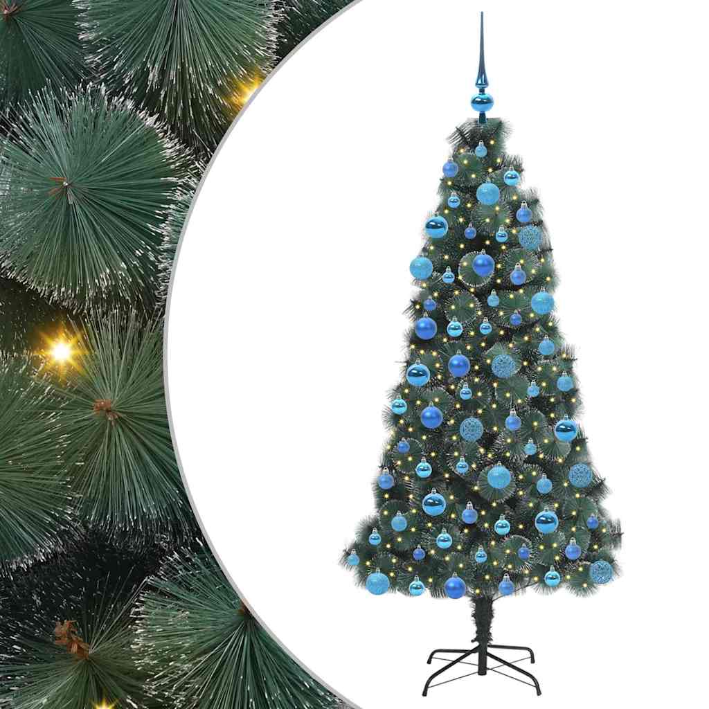 Albero di Natale artificiale preilluminato con set di palle PET