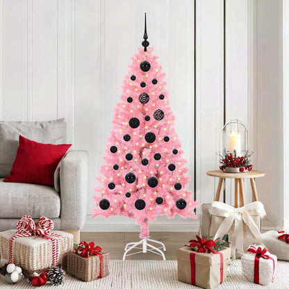 Albero di Natale con 150 LED con supporto Rosa 150 cm PVC