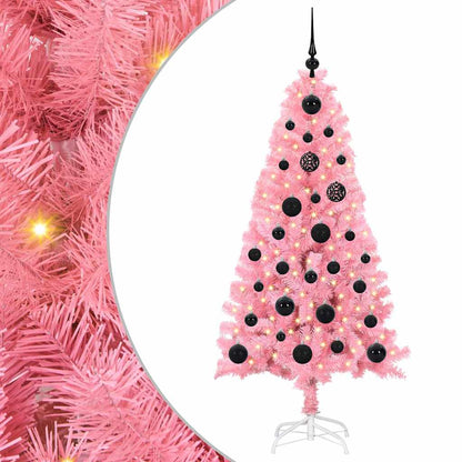 Albero di Natale con 150 LED con supporto Rosa 150 cm PVC