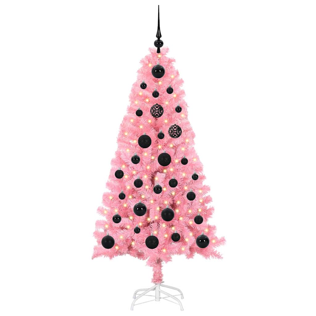 Albero di Natale con 150 LED con supporto Rosa 150 cm PVC