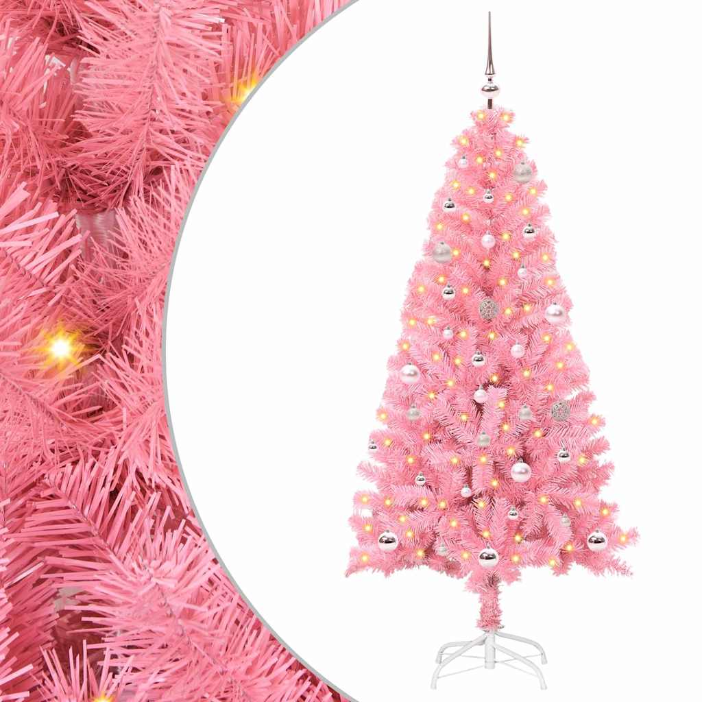 Albero di Natale con 150 LED con supporto Rosa 150 cm PVC