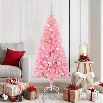 Albero di Natale con 150 LED con supporto Rosa 150 cm PVC