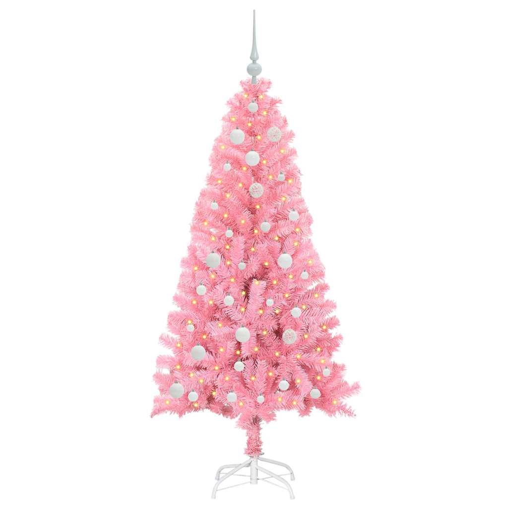 Albero di Natale con 150 LED con supporto Rosa 150 cm PVC