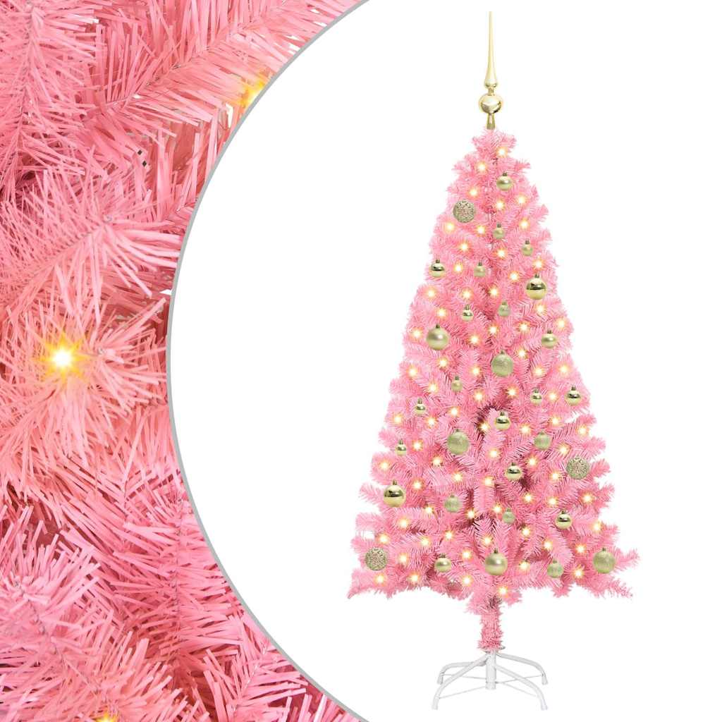 Albero di Natale con 150 LED con supporto Rosa 150 cm PVC