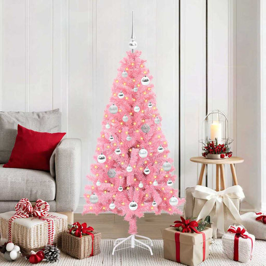 Albero di Natale con 150 LED con supporto Rosa 150 cm PVC