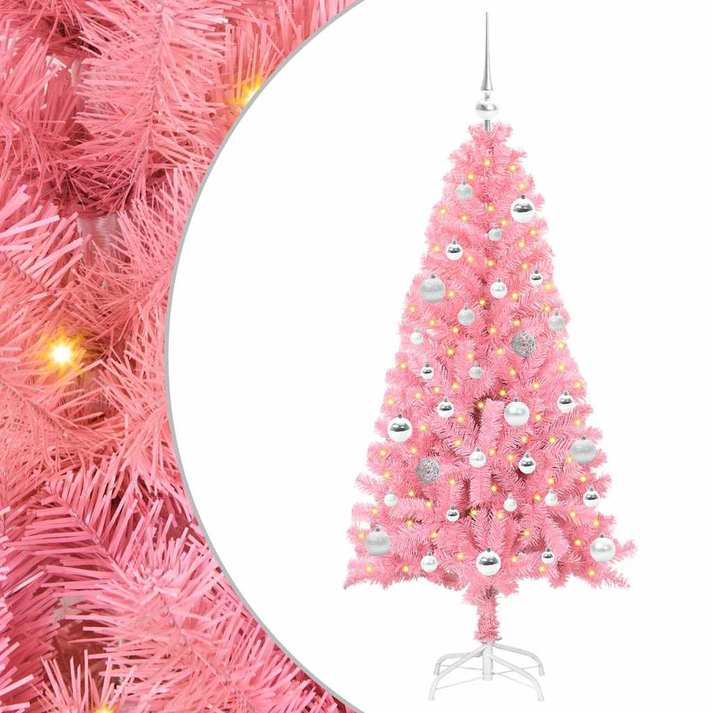 Albero di Natale con 150 LED con supporto Rosa 150 cm PVC