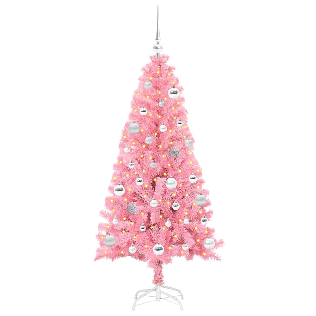 Albero di Natale con 150 LED con supporto Rosa 150 cm PVC