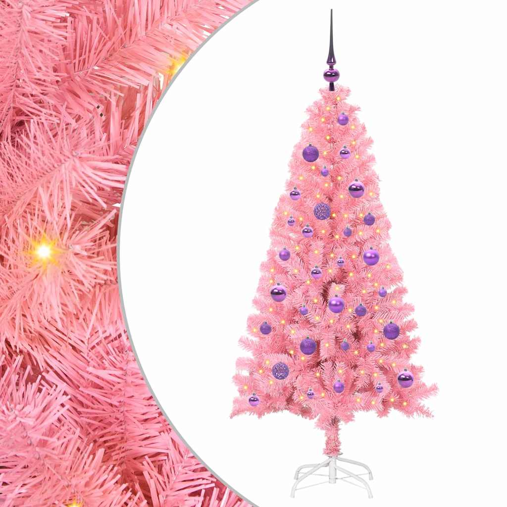 Albero di Natale con 150 LED con supporto Rosa 150 cm PVC