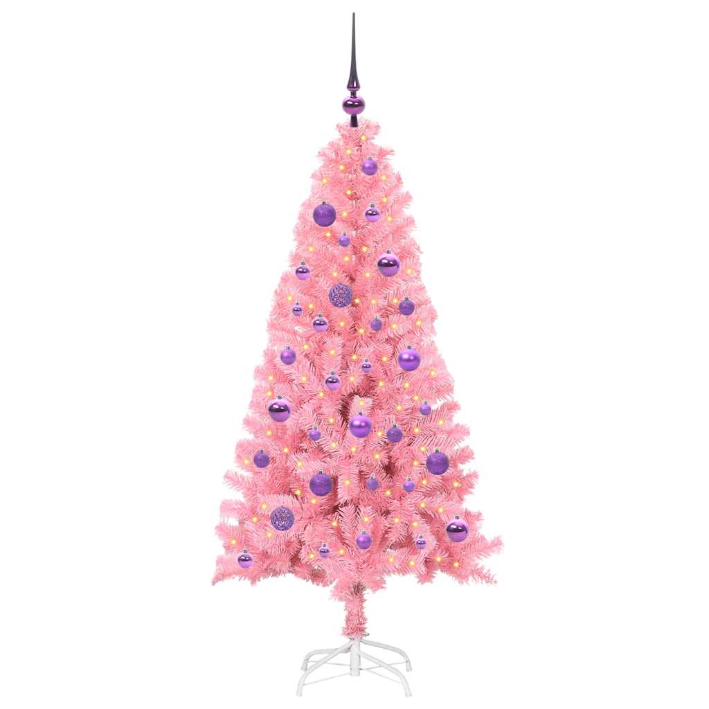 Albero di Natale con 150 LED con supporto Rosa 150 cm PVC