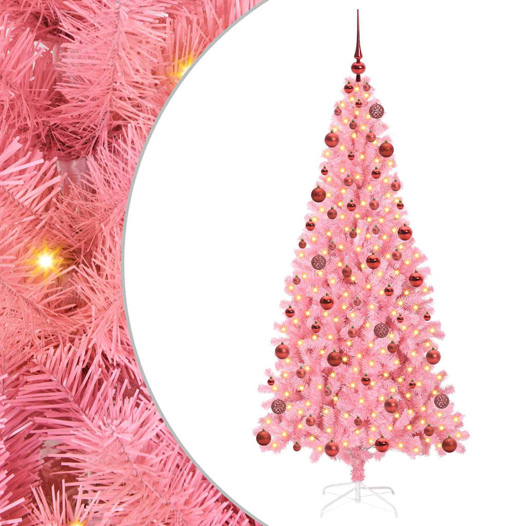 Albero di Natale con 300 LED con supporto Rosa 180 cm PVC