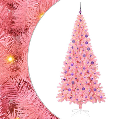Albero di Natale con 300 LED con supporto Rosa 180 cm PVC