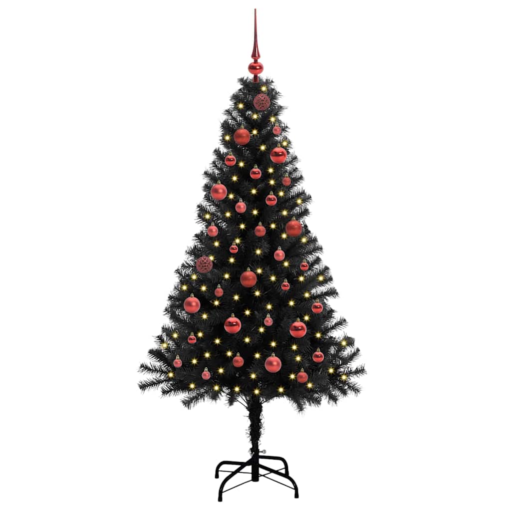 Albero di Natale con 150 LED con supporto Nero 150 cm PVC