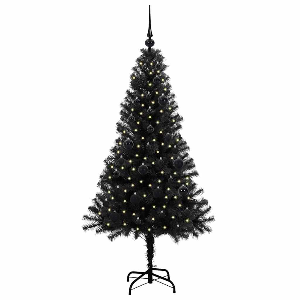 Albero di Natale con 150 LED con supporto Nero 150 cm PVC