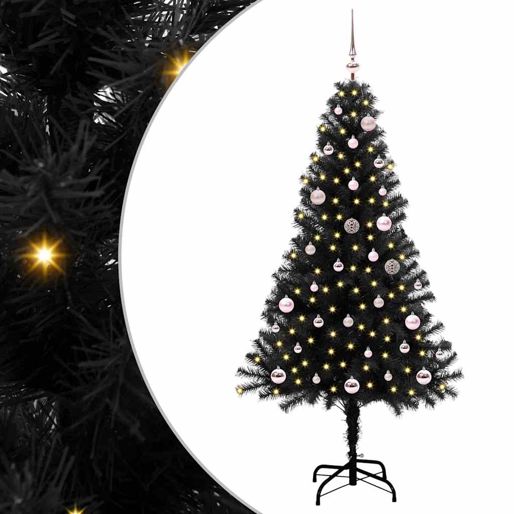 Albero di Natale con 150 LED con supporto Nero 150 cm PVC