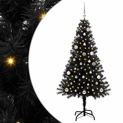 Albero di Natale con 150 LED con supporto Nero 150 cm PVC