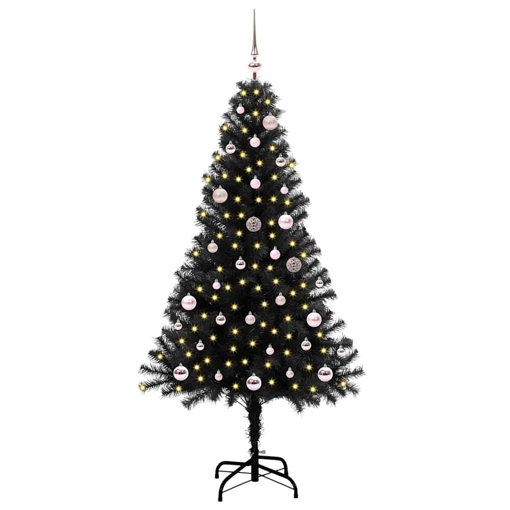 Albero di Natale con 150 LED con supporto Nero 150 cm PVC