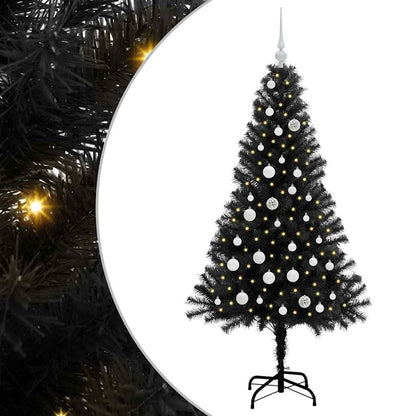Albero di Natale con 150 LED con supporto Nero 150 cm PVC
