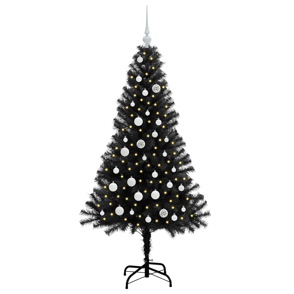 Albero di Natale con 150 LED con supporto Nero 150 cm PVC