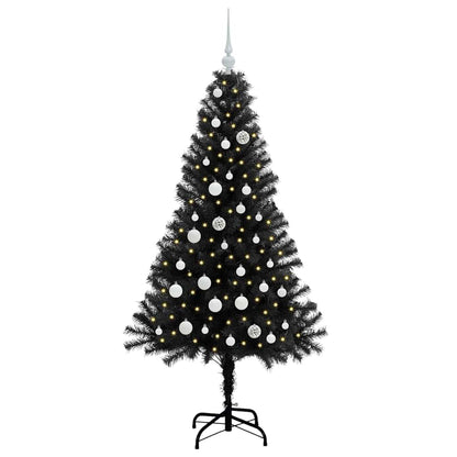 Albero di Natale con 150 LED con supporto Nero 150 cm PVC