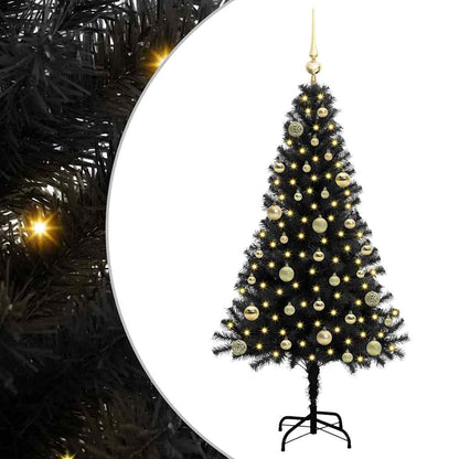 Albero di Natale con 150 LED con supporto Nero 150 cm PVC