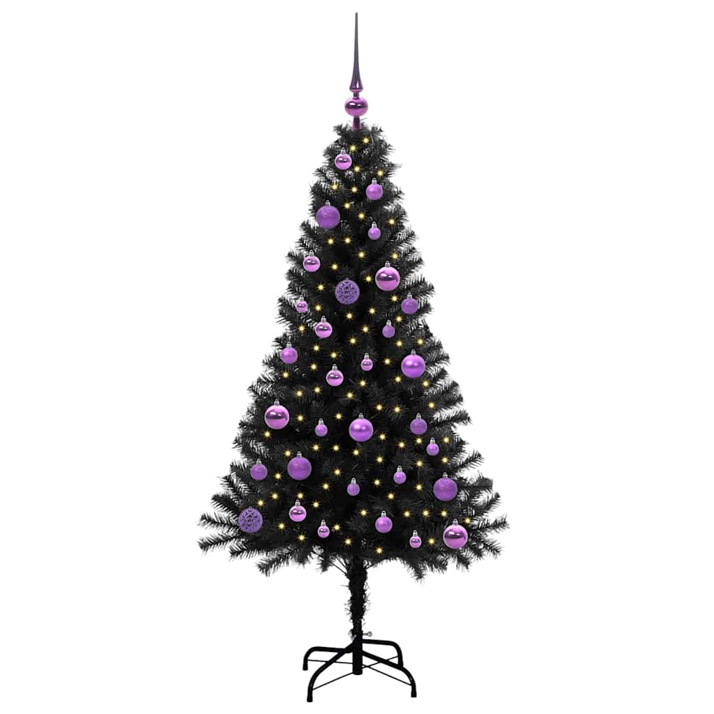 Albero di Natale con 150 LED con supporto Nero 150 cm PVC