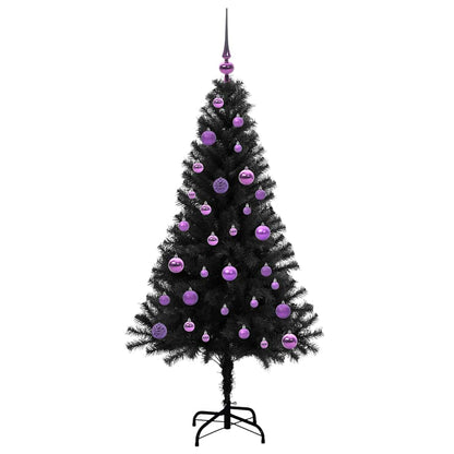 Albero di Natale con 150 LED con supporto Nero 150 cm PVC