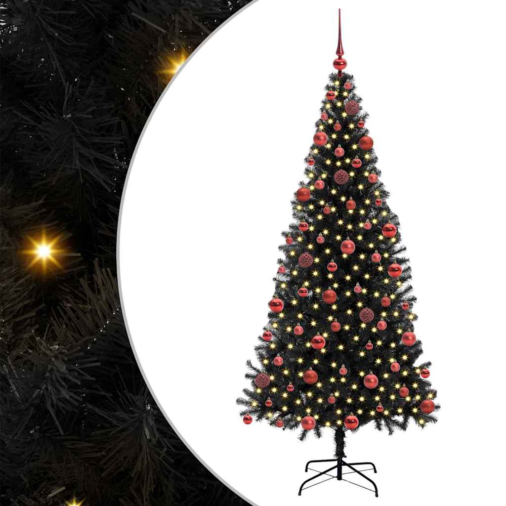 Albero di Natale con 300 LED con supporto Nero 180 cm PVC