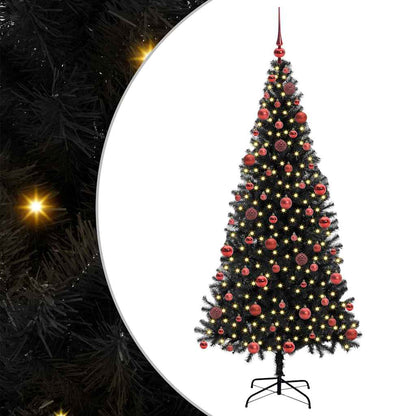 Albero di Natale con 300 LED con supporto Nero 180 cm PVC
