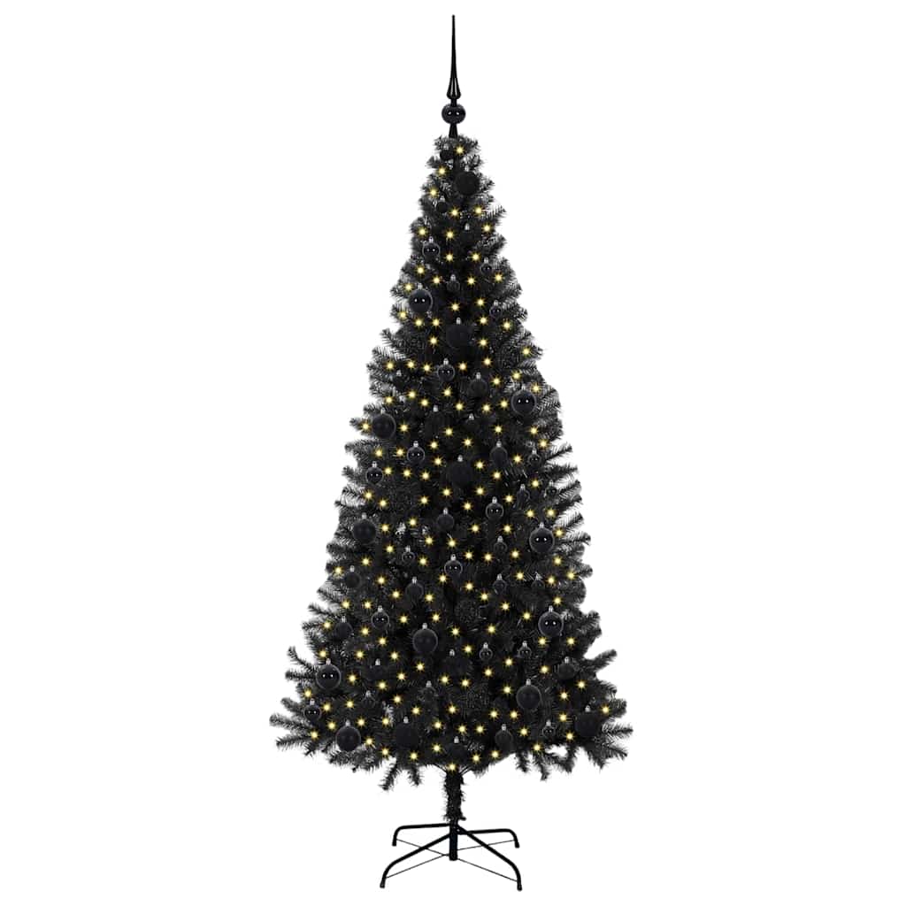 Albero di Natale con 300 LED con supporto Nero 180 cm PVC