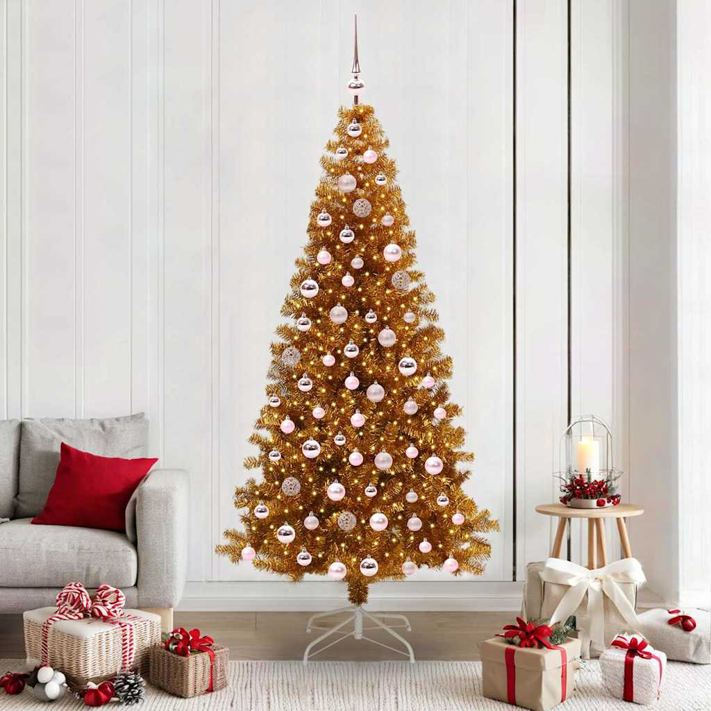 Albero di Natale con luci LED Oro 210 cm PET e acciaio